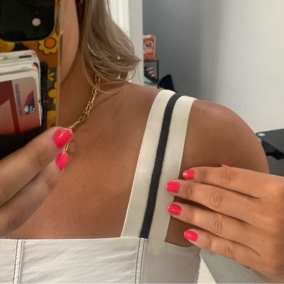 Brunello Cucinelli Dress Sleeveless Ribbon Trimmed Poplin Cotton in White - Picture 6 of 13